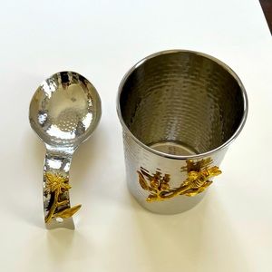 Utensil Holder Hand Hammered Caddy Organization for Utensils and cooking utensil